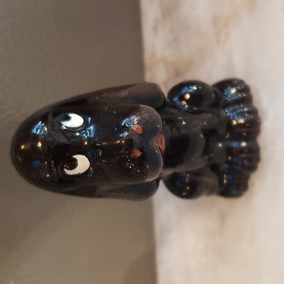 Vintage Hand painted  REDWARE Ceramic Clay Glazed Black Hound Dog Made in Japan - Picture 1 of 8